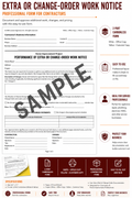 Performance of Extra or Change-Order Work Notice Form (QTY 50)
