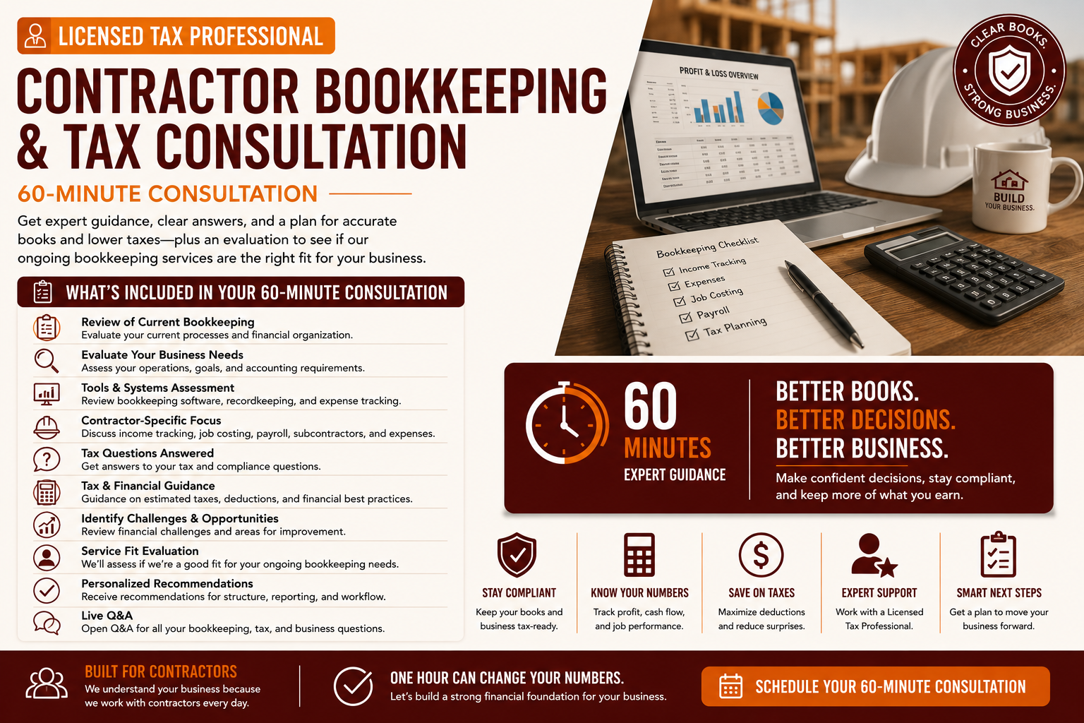 60-minute Contractor Bookkeeping & Tax Consultation
